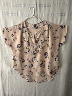 Live 4 Truth women’s 2X Beige Floral Blouse Plus Size Flowy Dolman Top(A566)